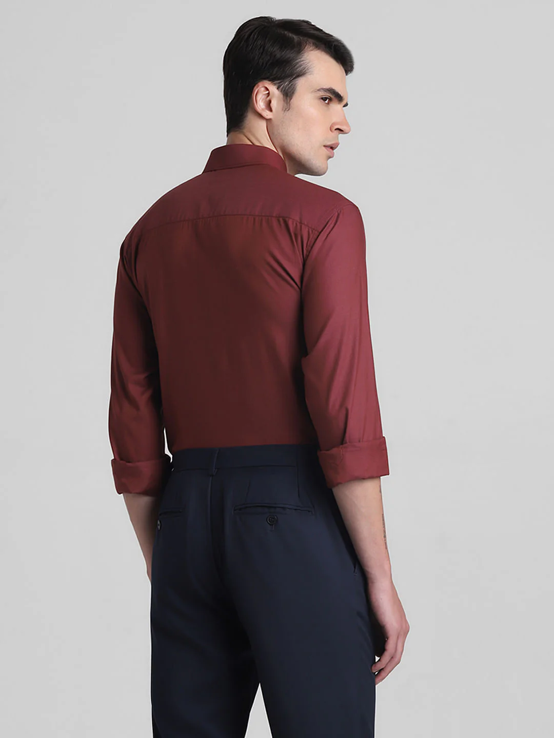 Maroon Cotton Full Sleeves Shirt - Image 4