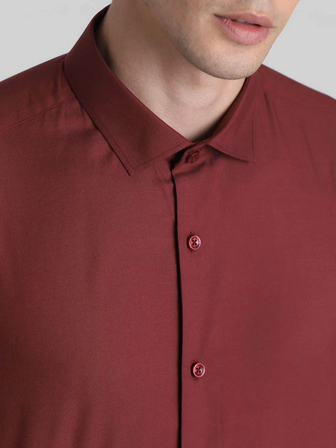 Maroon Cotton Full Sleeves Shirt - Image 5