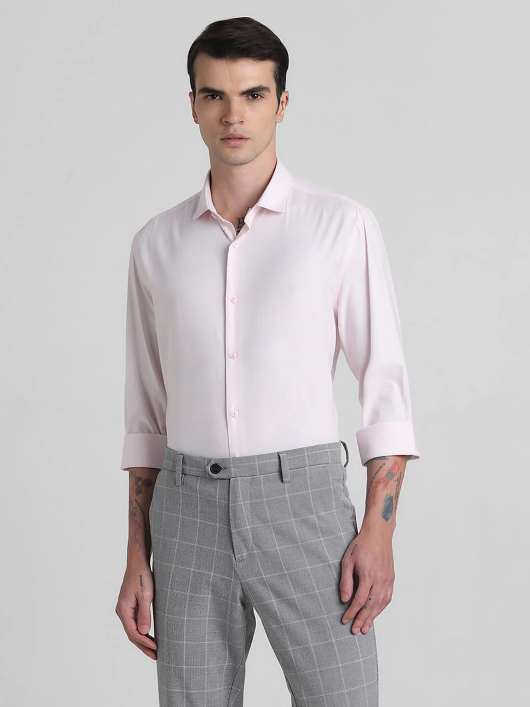 Light Pink Cotton Full Sleeves Shirt - Image 2
