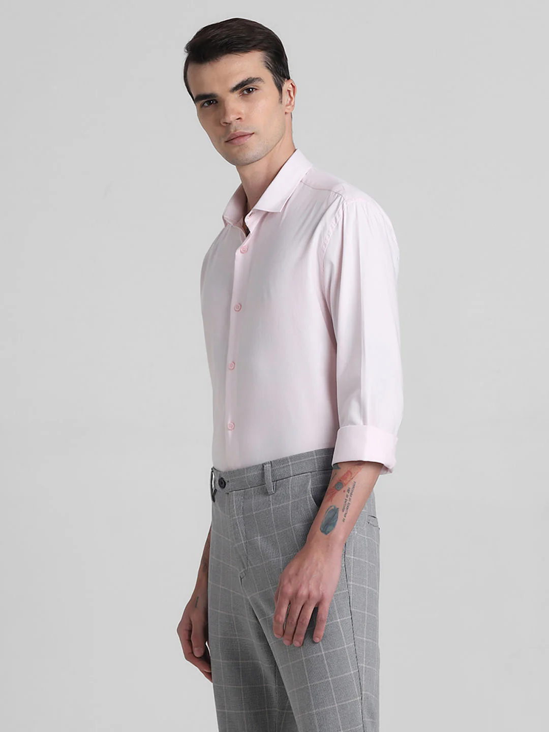 Light Pink Cotton Full Sleeves Shirt - Image 3