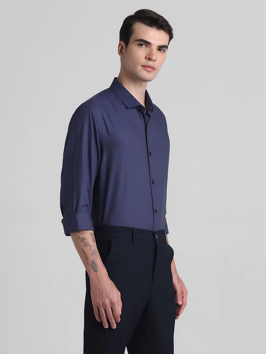 Dark Blue Cotton Full Sleeves Shirt - Image 3