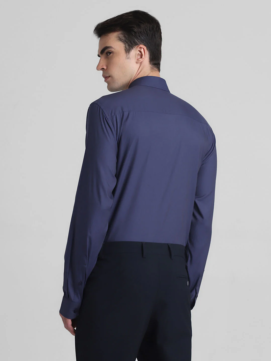 Dark Blue Cotton Full Sleeves Shirt - Image 4