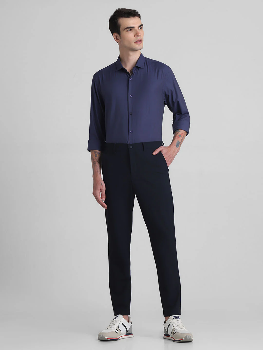 Dark Blue Cotton Full Sleeves Shirt - Image 6