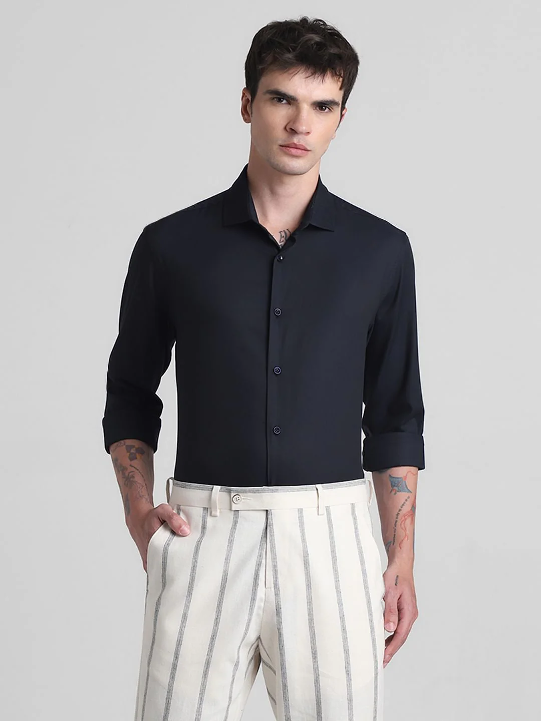 Black Cotton Full Sleeves Shirt - Image 2