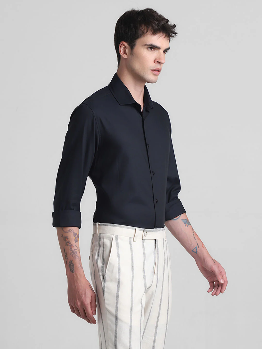 Black Cotton Full Sleeves Shirt - Image 3