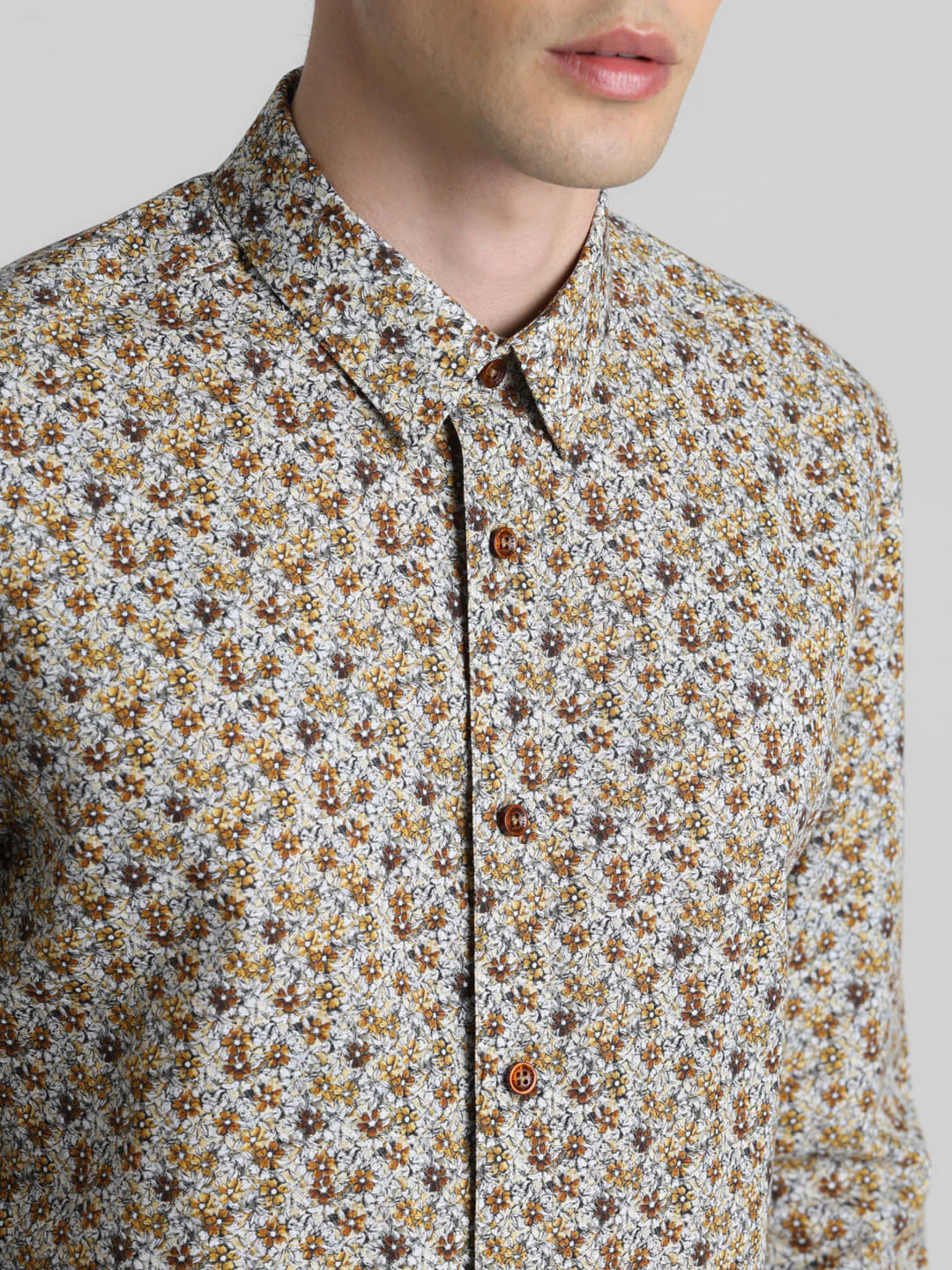 Brown Floral Full Sleeves Shirt - Image 5