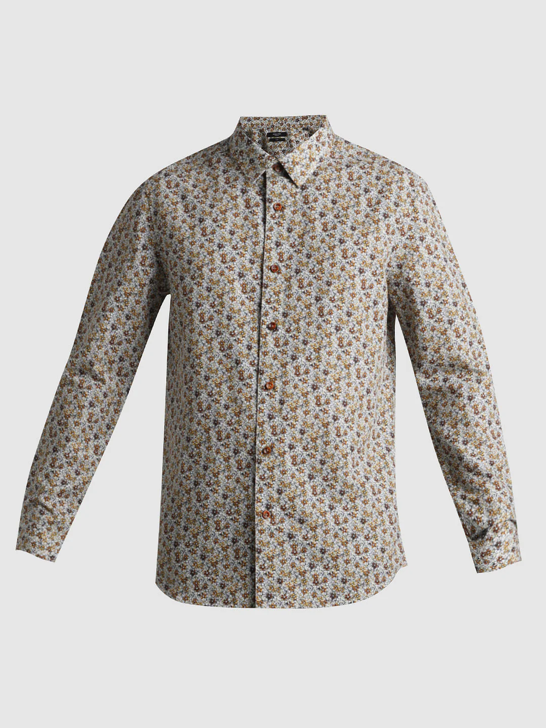 Brown Floral Full Sleeves Shirt - Image 7