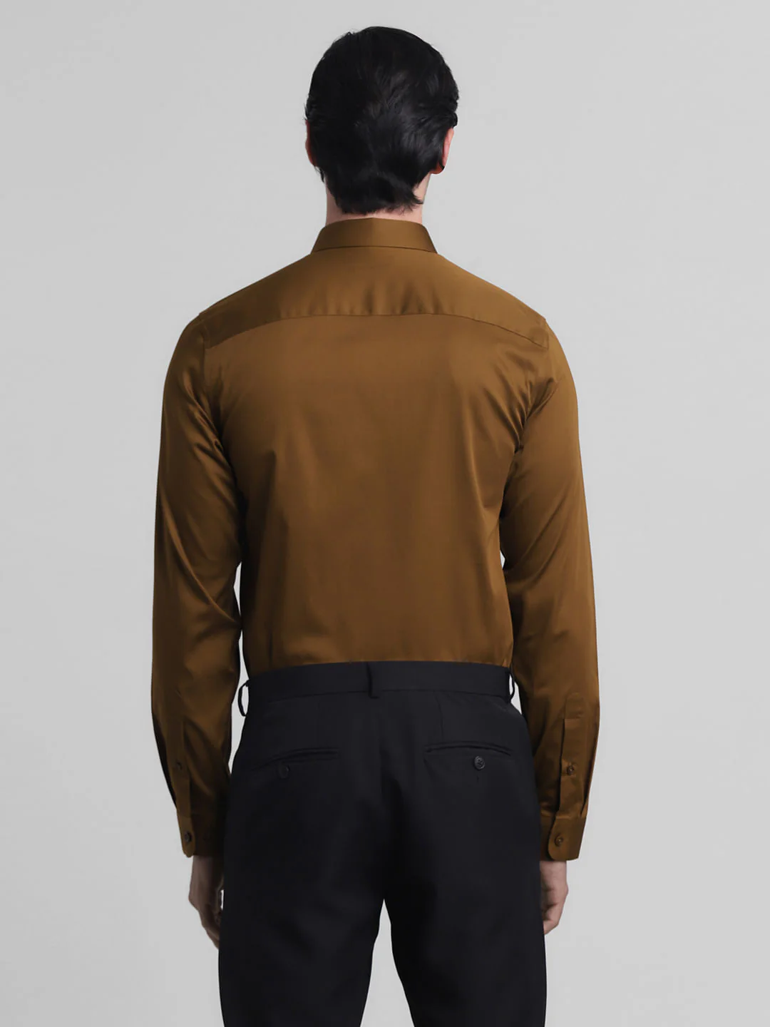 Brown Satin Weave Full Sleeves Shirt - Image 4