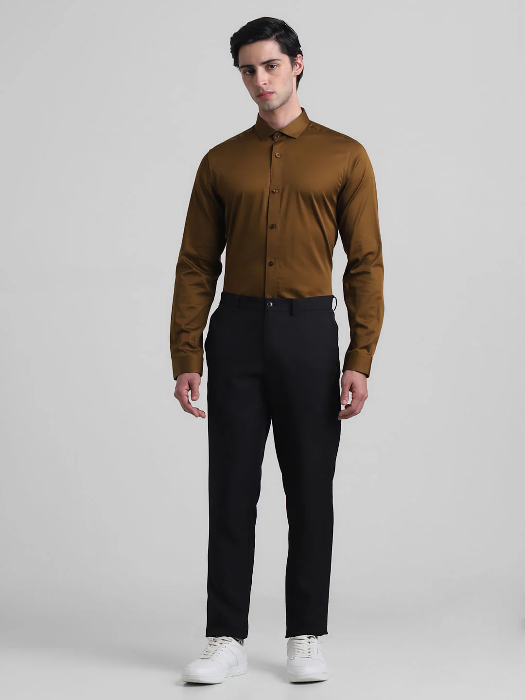 Brown Satin Weave Full Sleeves Shirt - Image 6
