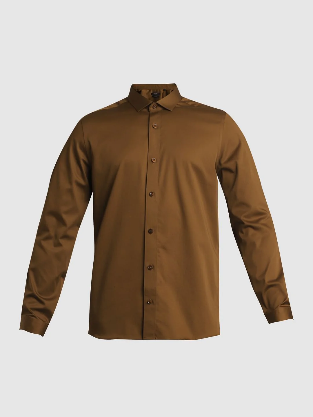 Brown Satin Weave Full Sleeves Shirt - Image 7
