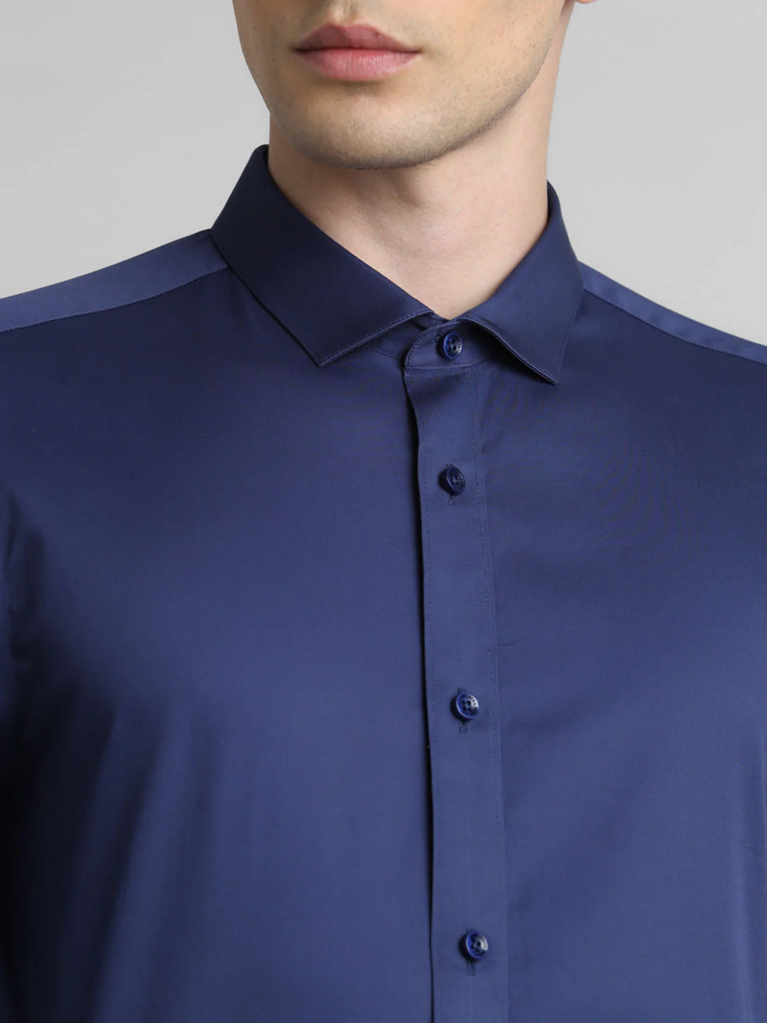 Blue Satin Weave Full Sleeves Shirt - Image 5