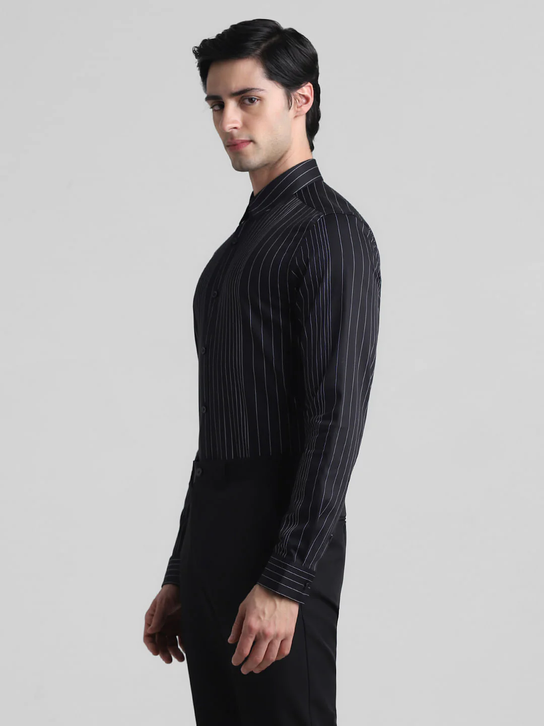 Black Striped Full Sleeves Shirt - Image 3