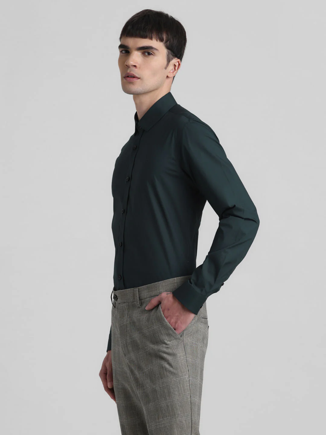 Green Poplin Full Sleeves Shirt - Image 3