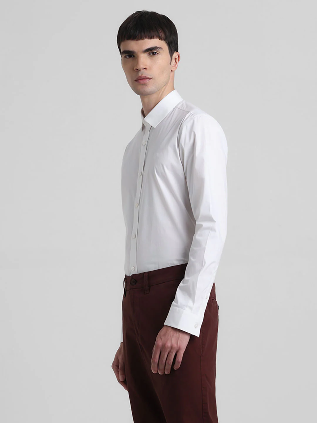 White Poplin Full Sleeves Shirt - Image 3