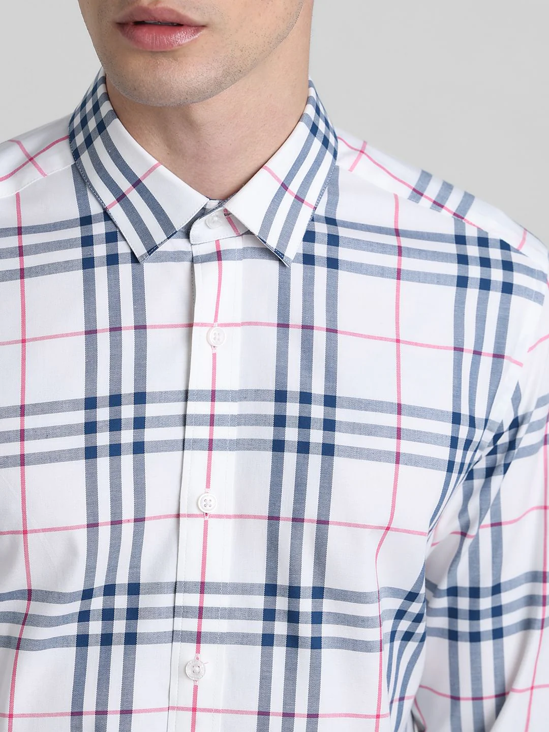 White Check Print Full Sleeves Shirt - Image 5