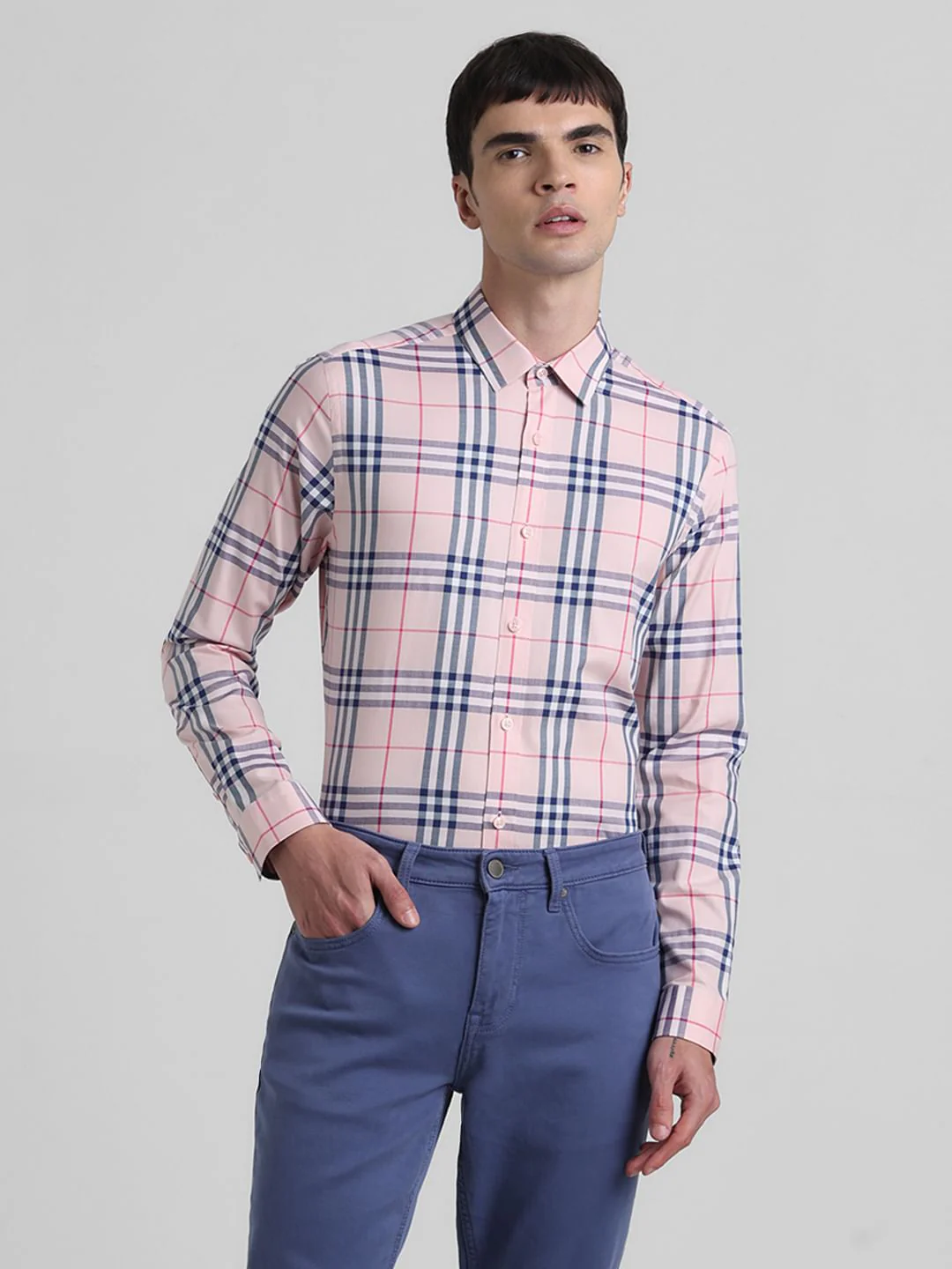 Pink Check Print Full Sleeves Shirt - Image 2