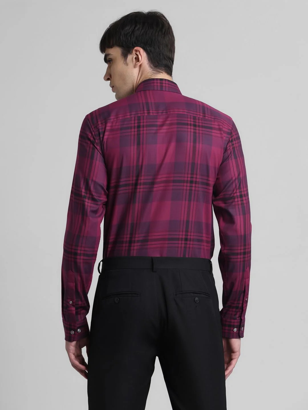 Purple Check Print Full Sleeves Shirt - Image 4