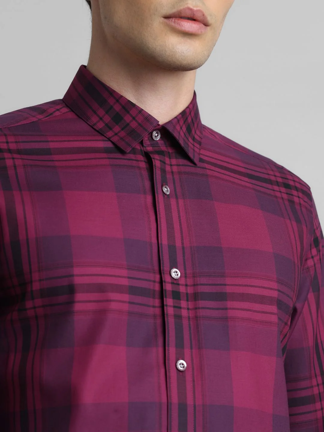Purple Check Print Full Sleeves Shirt - Image 5