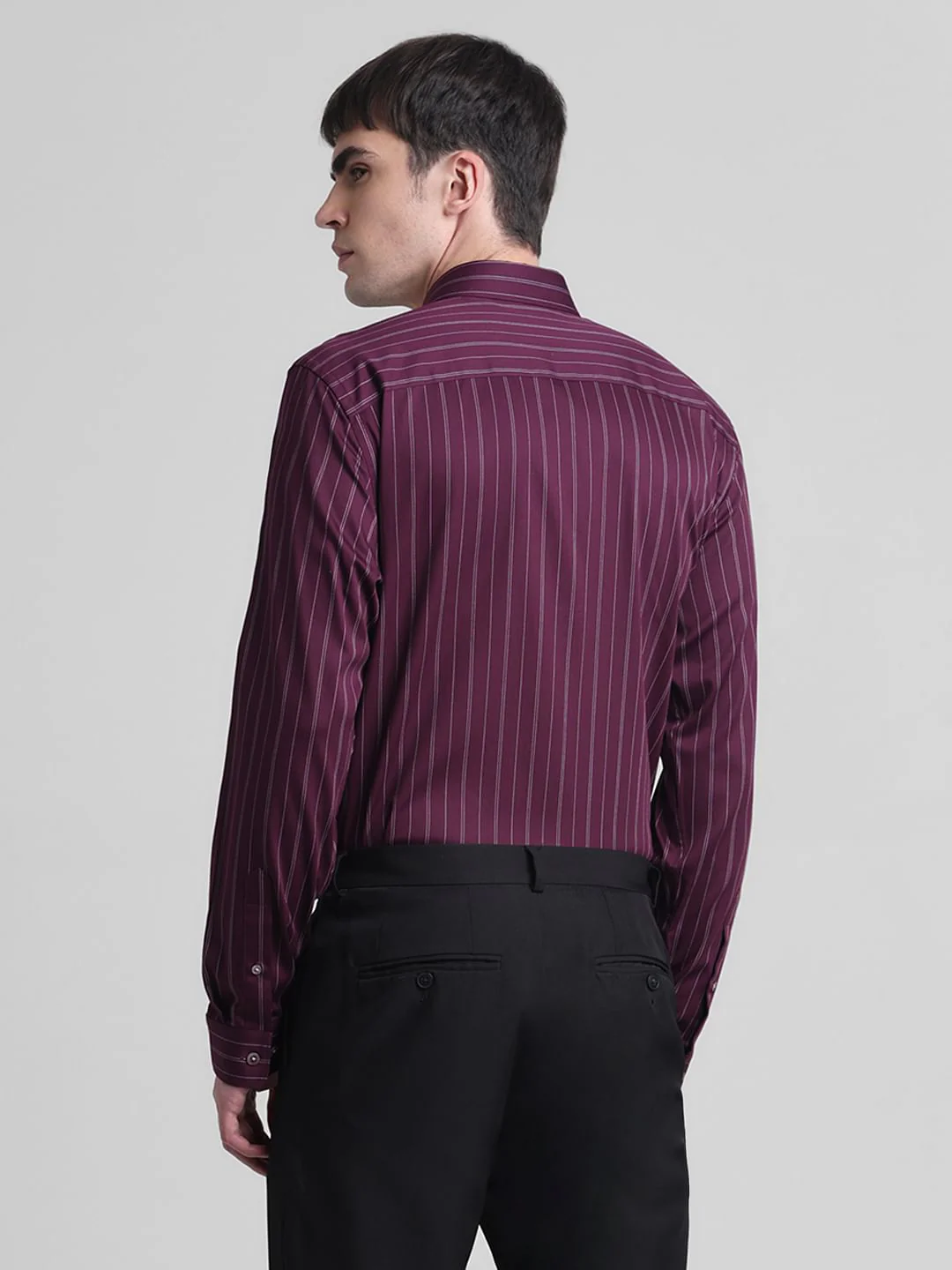 Purple Striped Full Sleeves Shirt - Image 4