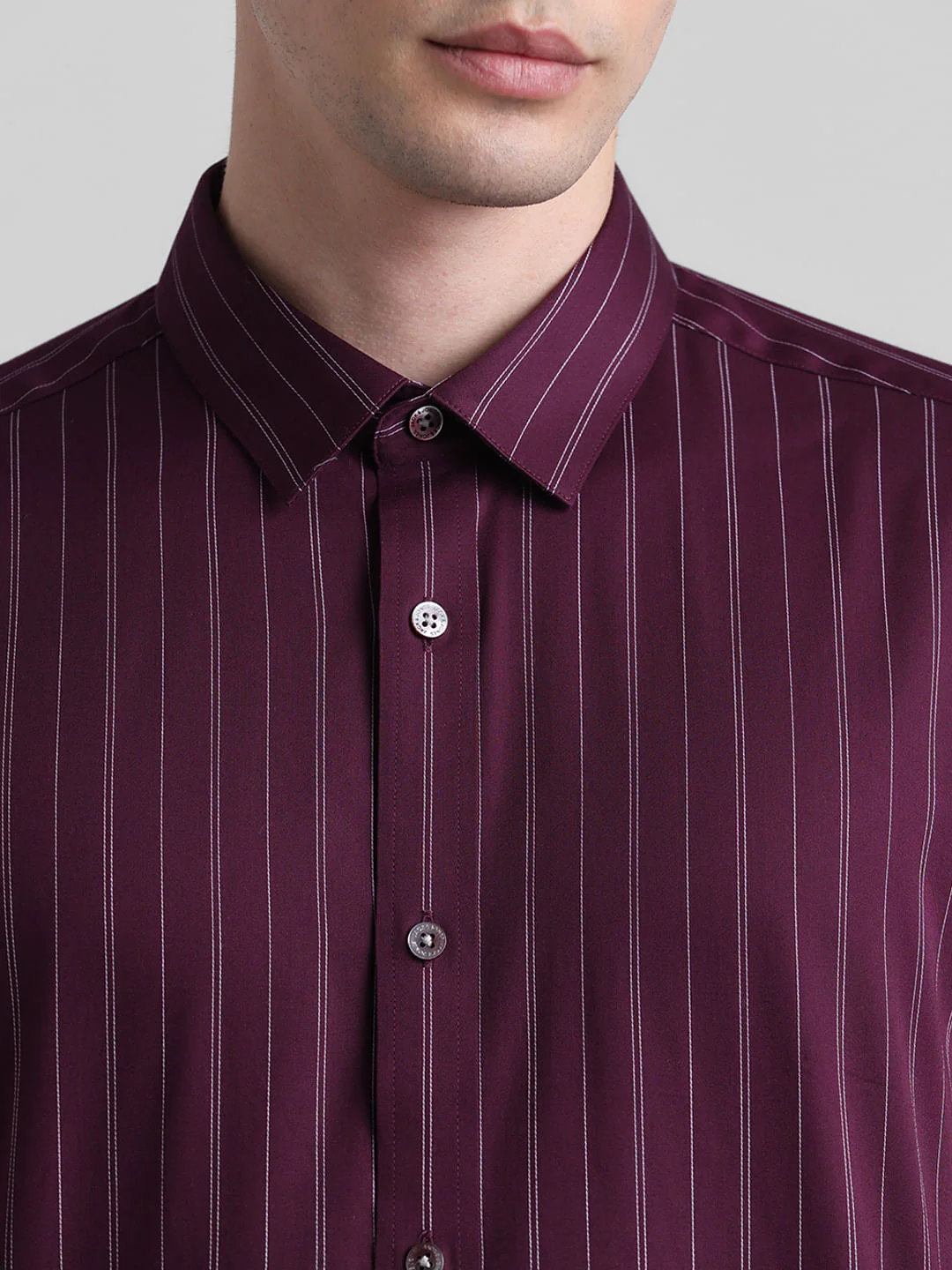 Purple Striped Full Sleeves Shirt - Image 5
