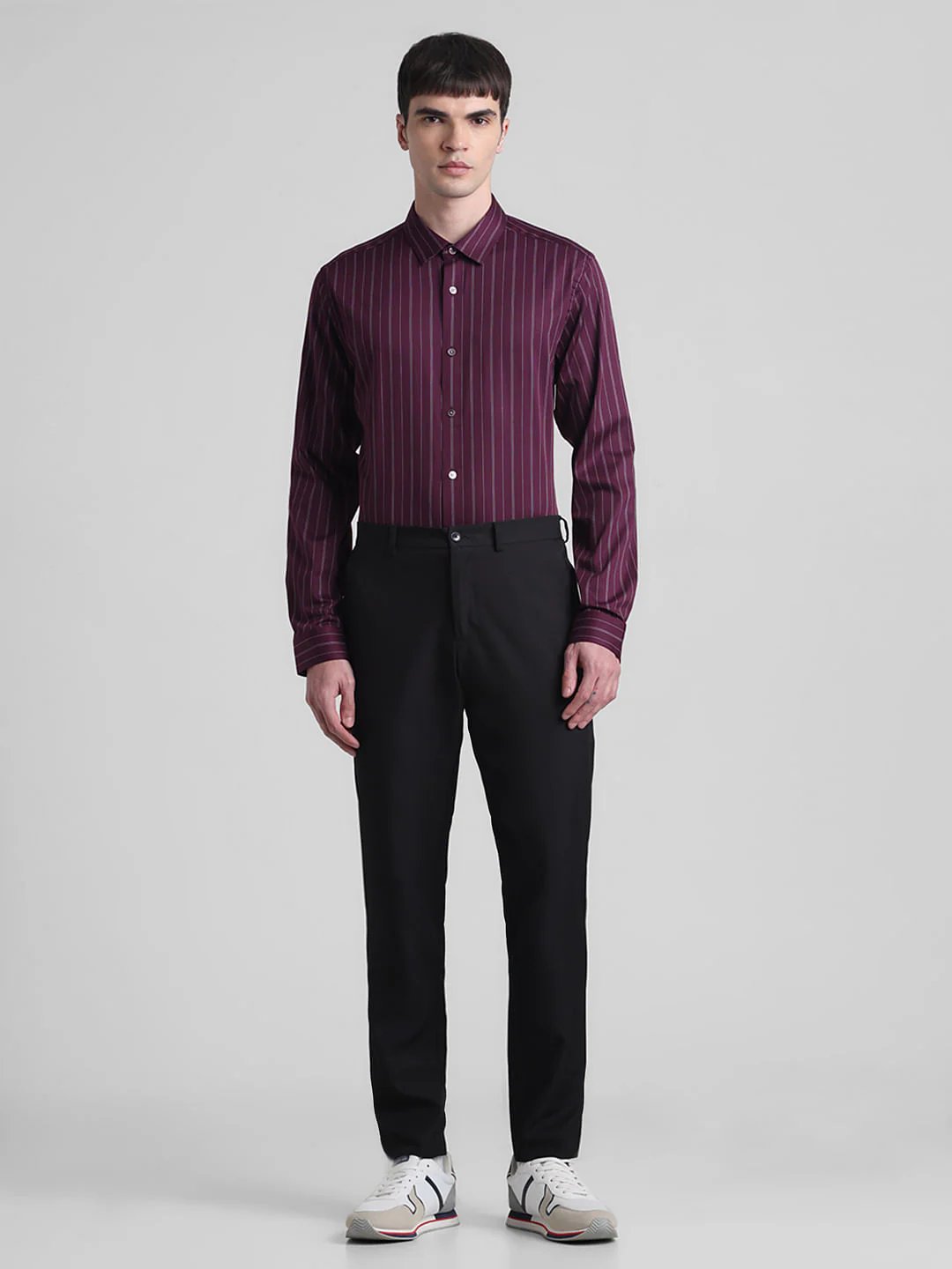 Purple Striped Full Sleeves Shirt - Image 6