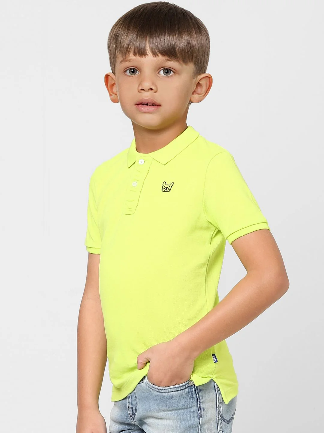 Boys Lemon Yellow Polo Neck T-shirt - Image 3