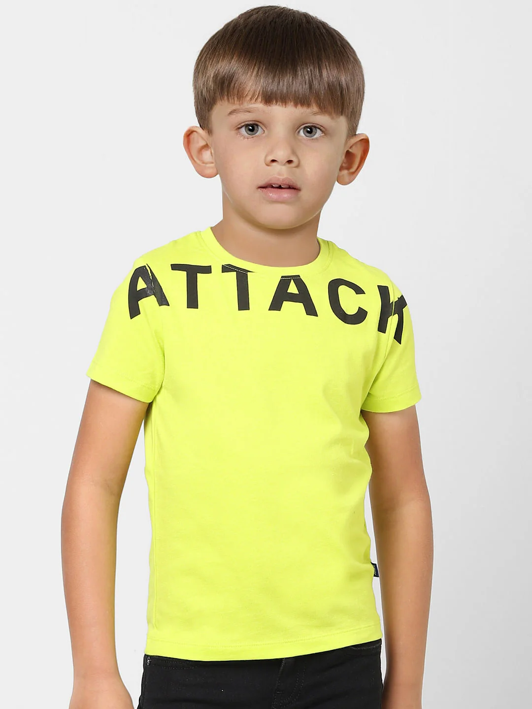 Boys Green Text Print Crew Neck T-shirt - Image 2