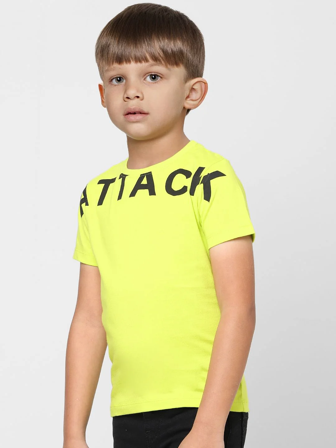 Boys Green Text Print Crew Neck T-shirt - Image 3