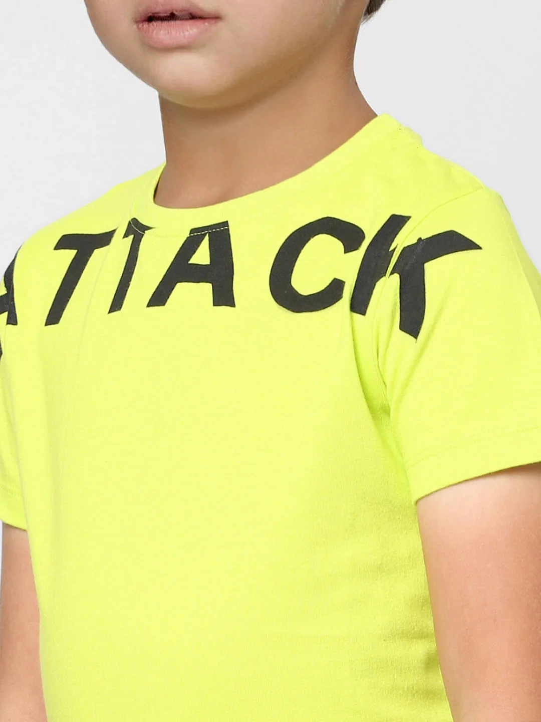 Boys Green Text Print Crew Neck T-shirt - Image 5