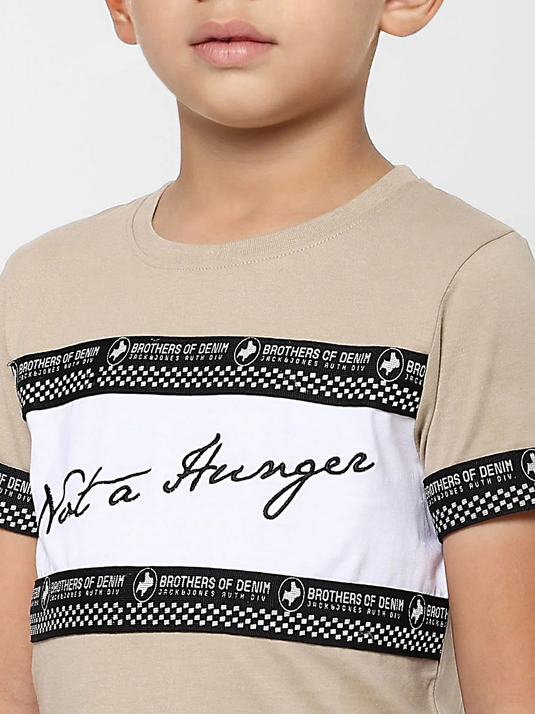 Boys Beige Slogan Print Crew Neck T-shirt - Image 5