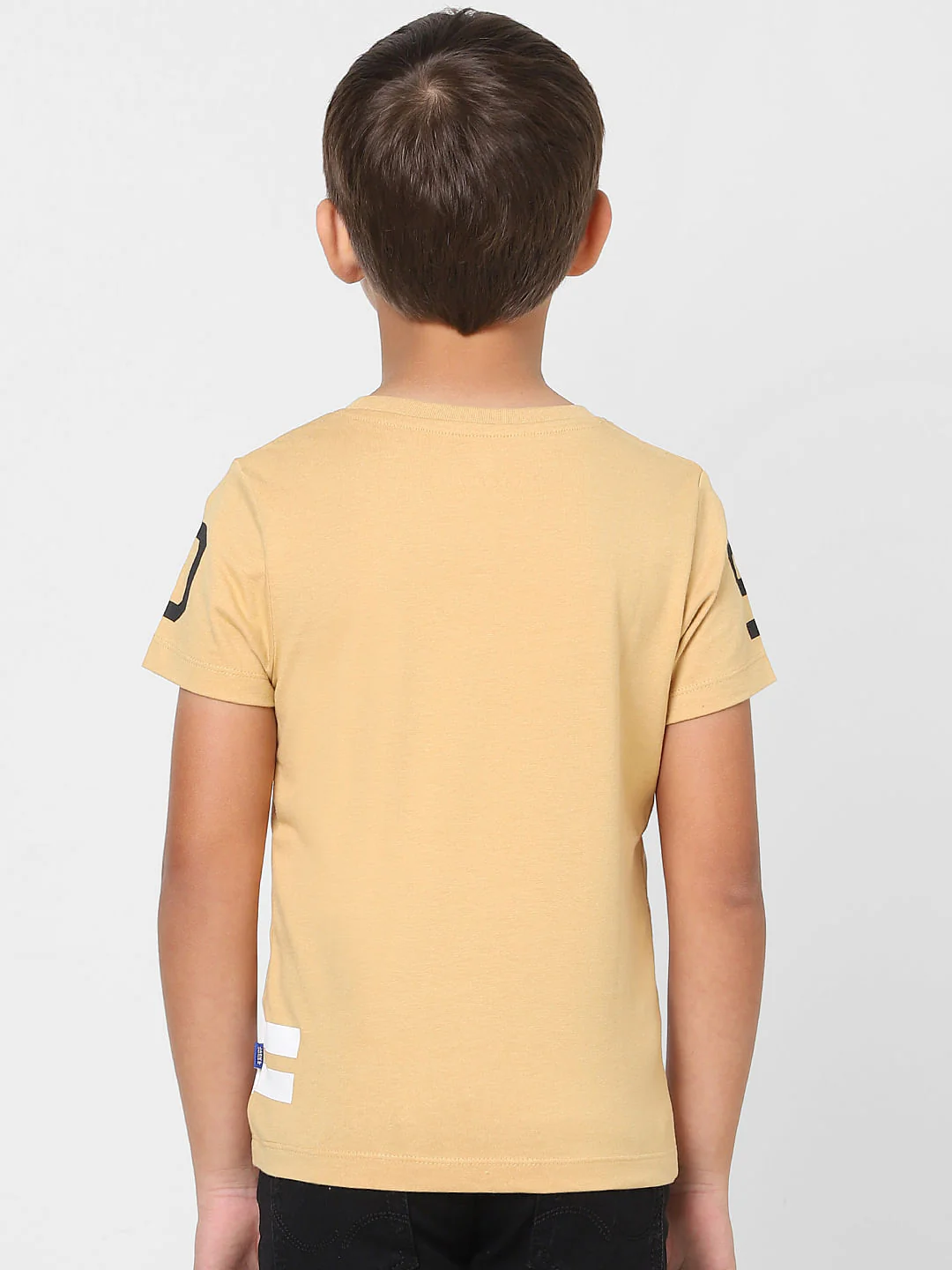 Boys Beige Varsity Print Crew Neck T-shirt - Image 4