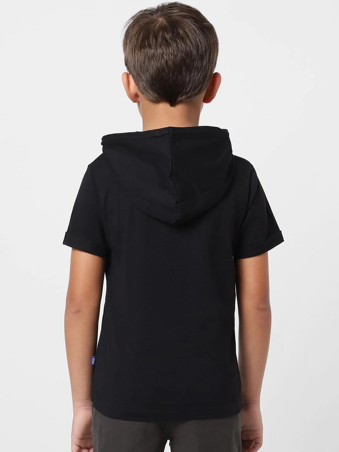 Boys Black Graphic Print Hooded T-shirt - Image 4