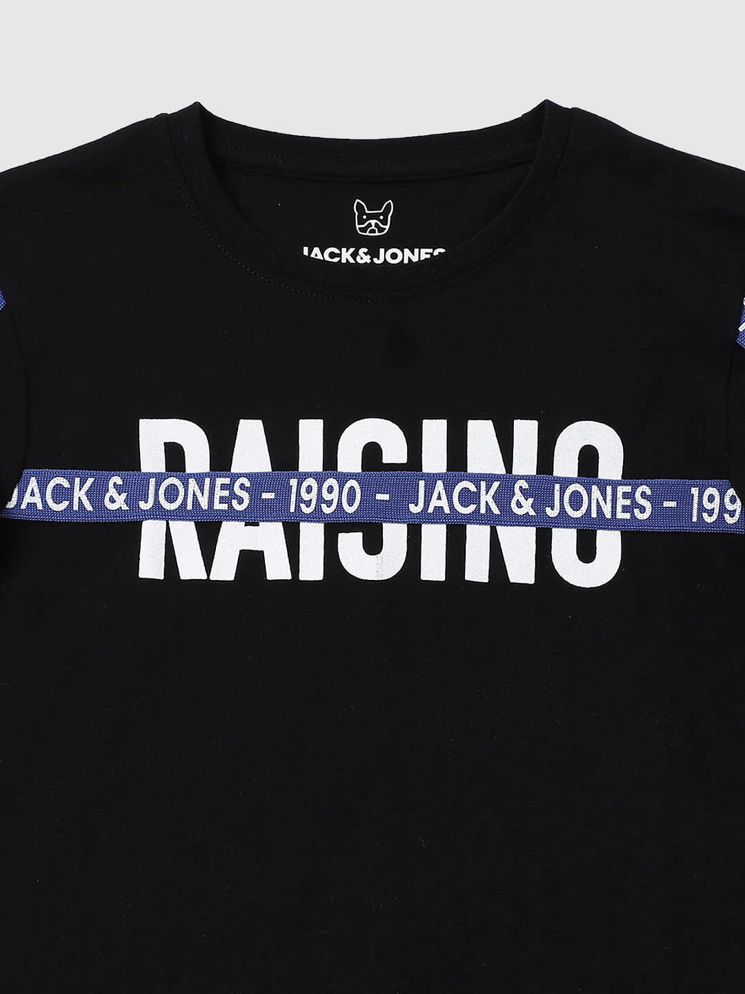Boys Black Tape Detail Full Sleeves Crew Neck T-shirt - Image 3