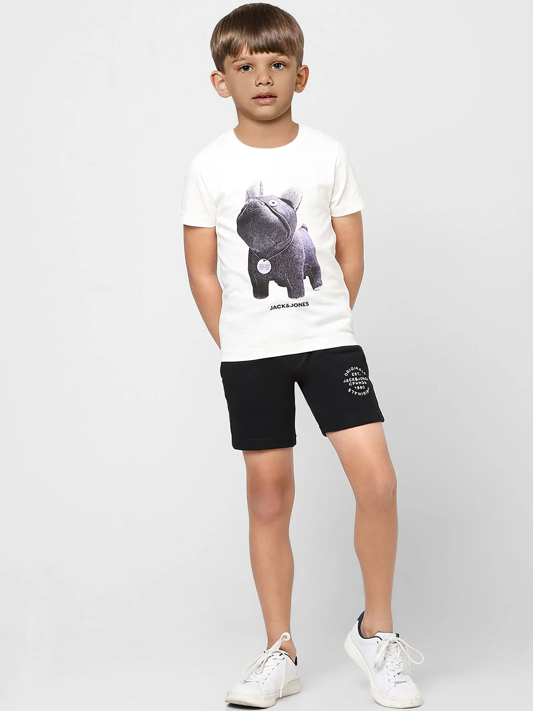 Boys White Graphic Print Crew Neck T-shirt
