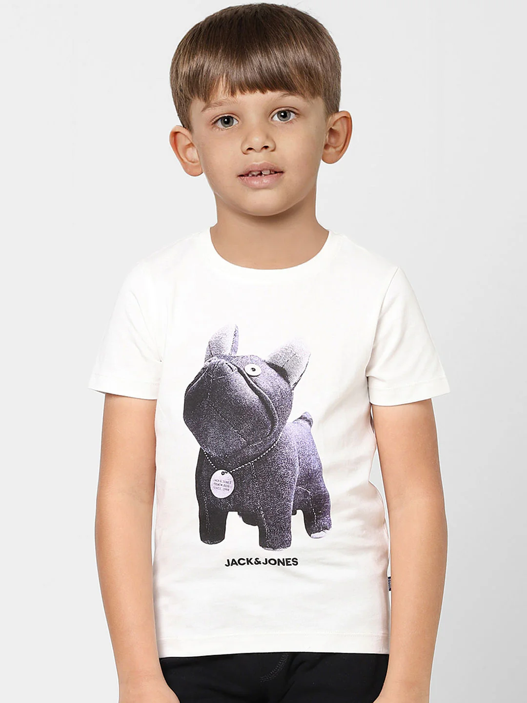 Boys White Graphic Print Crew Neck T-shirt - Image 2