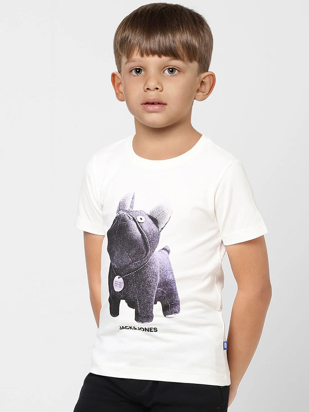 Boys White Graphic Print Crew Neck T-shirt - Image 3