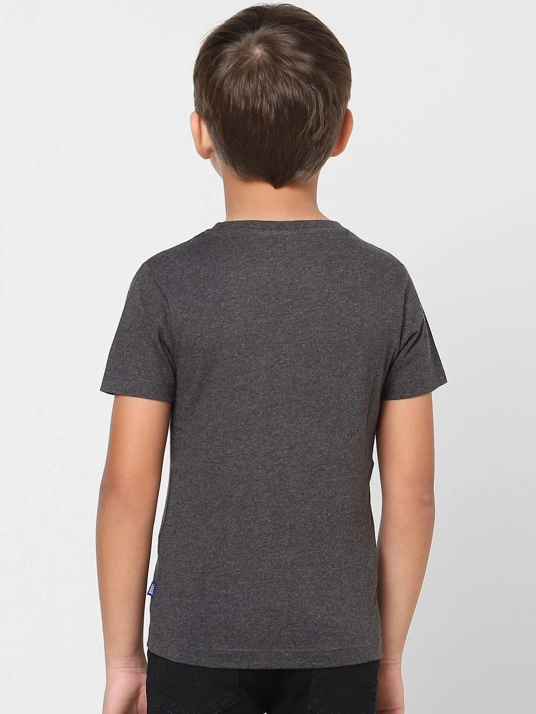 Boys Dark Grey Graphic Logo Print Crew Neck T-shirt - Image 4
