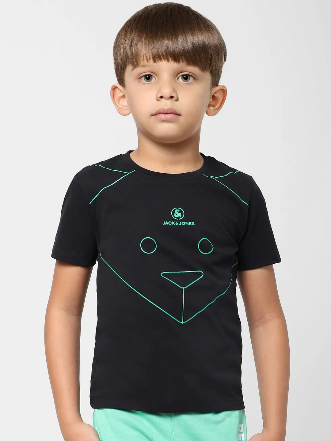Boys Black Graphic Print Crew Neck T-shirt - Image 2
