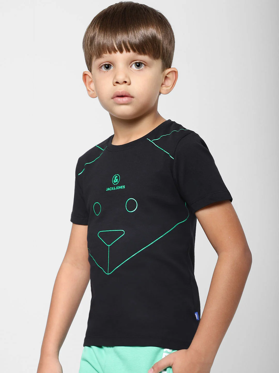 Boys Black Graphic Print Crew Neck T-shirt - Image 3