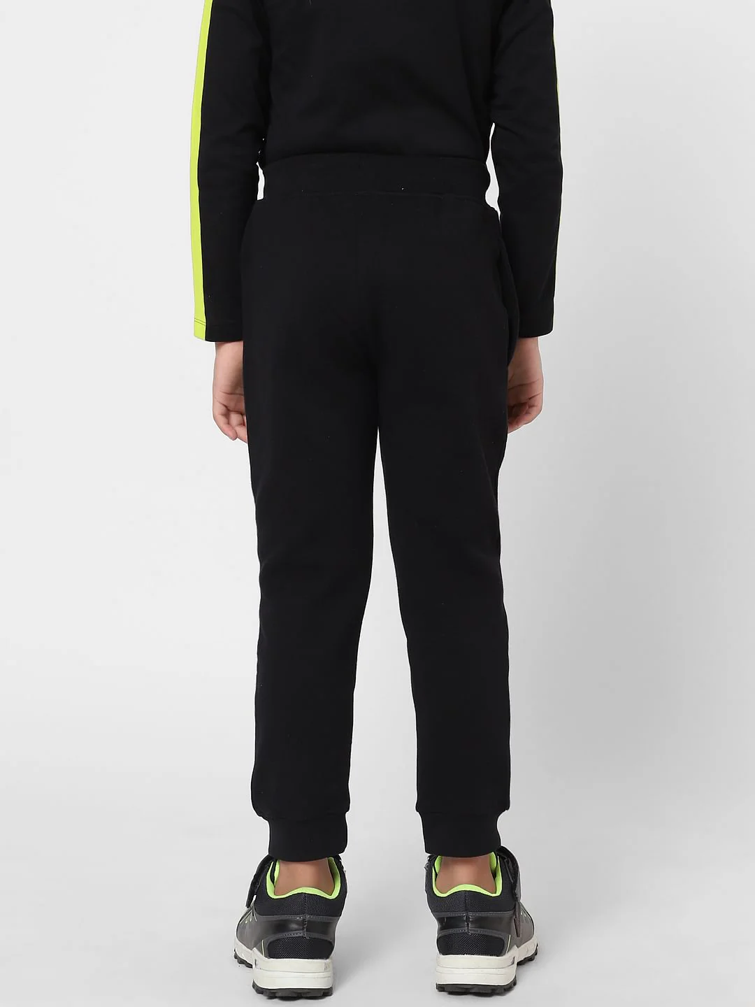 Boys Black Neon Tape Detail Crew Neck T-shirt - Image 4