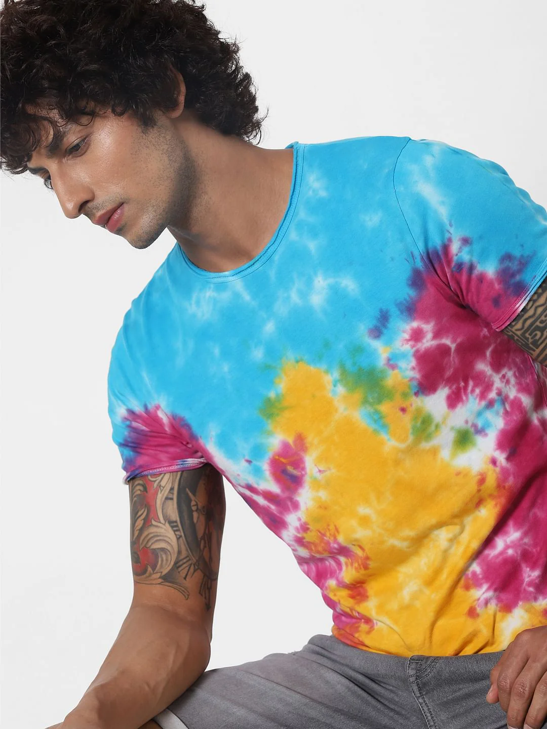 Multi-coloured Tie Dye Crew Neck T-shirt
