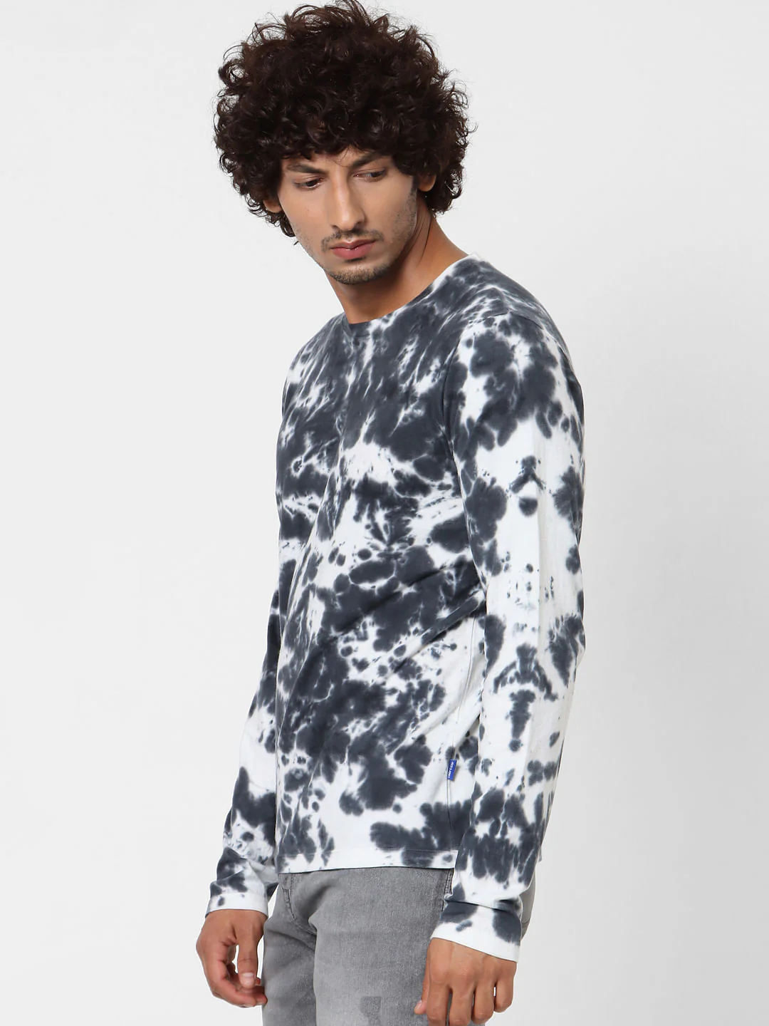 Black Full Sleeves Tie Dye Crew Neck T-shirt - Image 3
