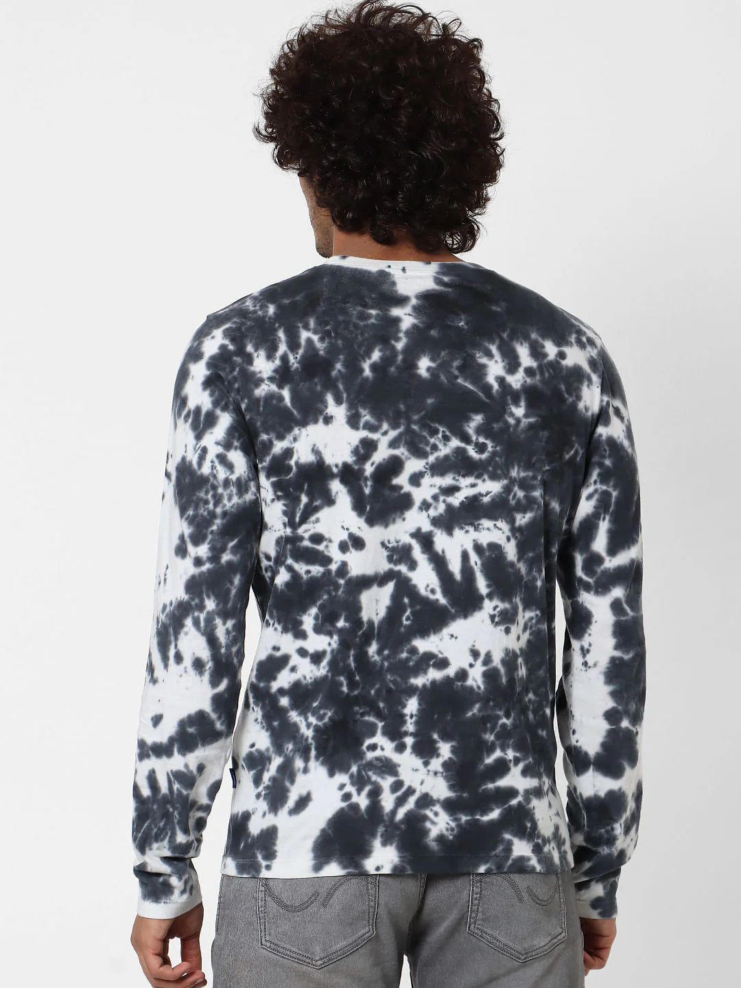 Black Full Sleeves Tie Dye Crew Neck T-shirt - Image 4