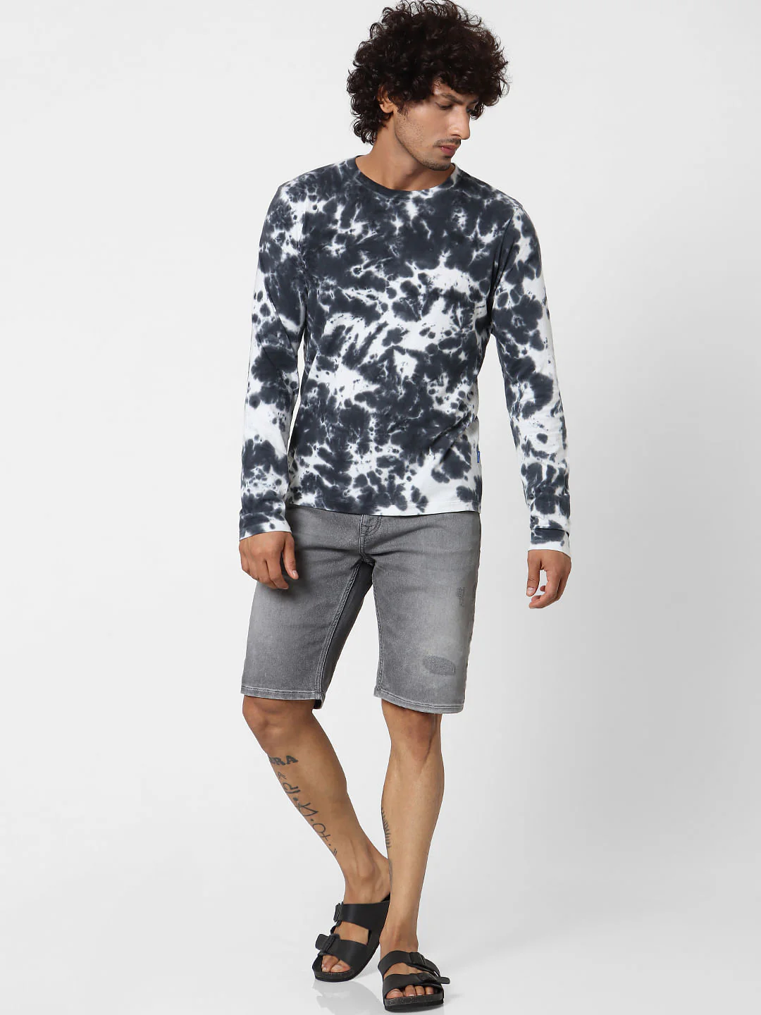 Black Full Sleeves Tie Dye Crew Neck T-shirt - Image 6