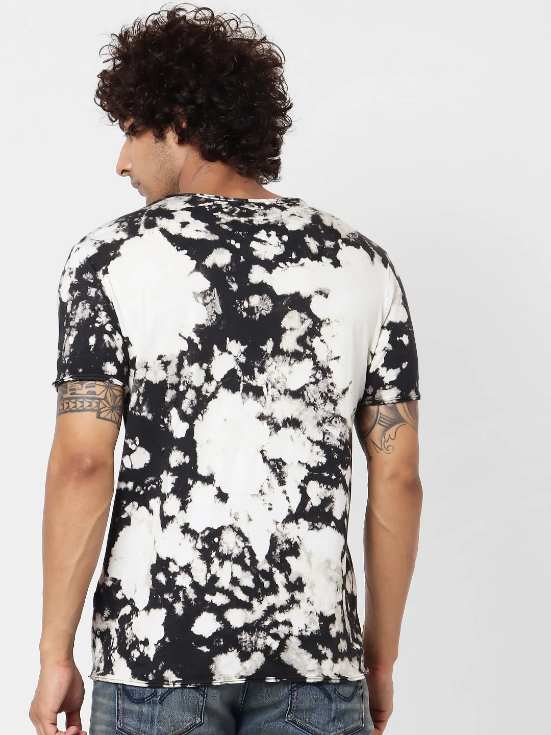 Black Tie Dye Crew Neck T-shirt - Image 4