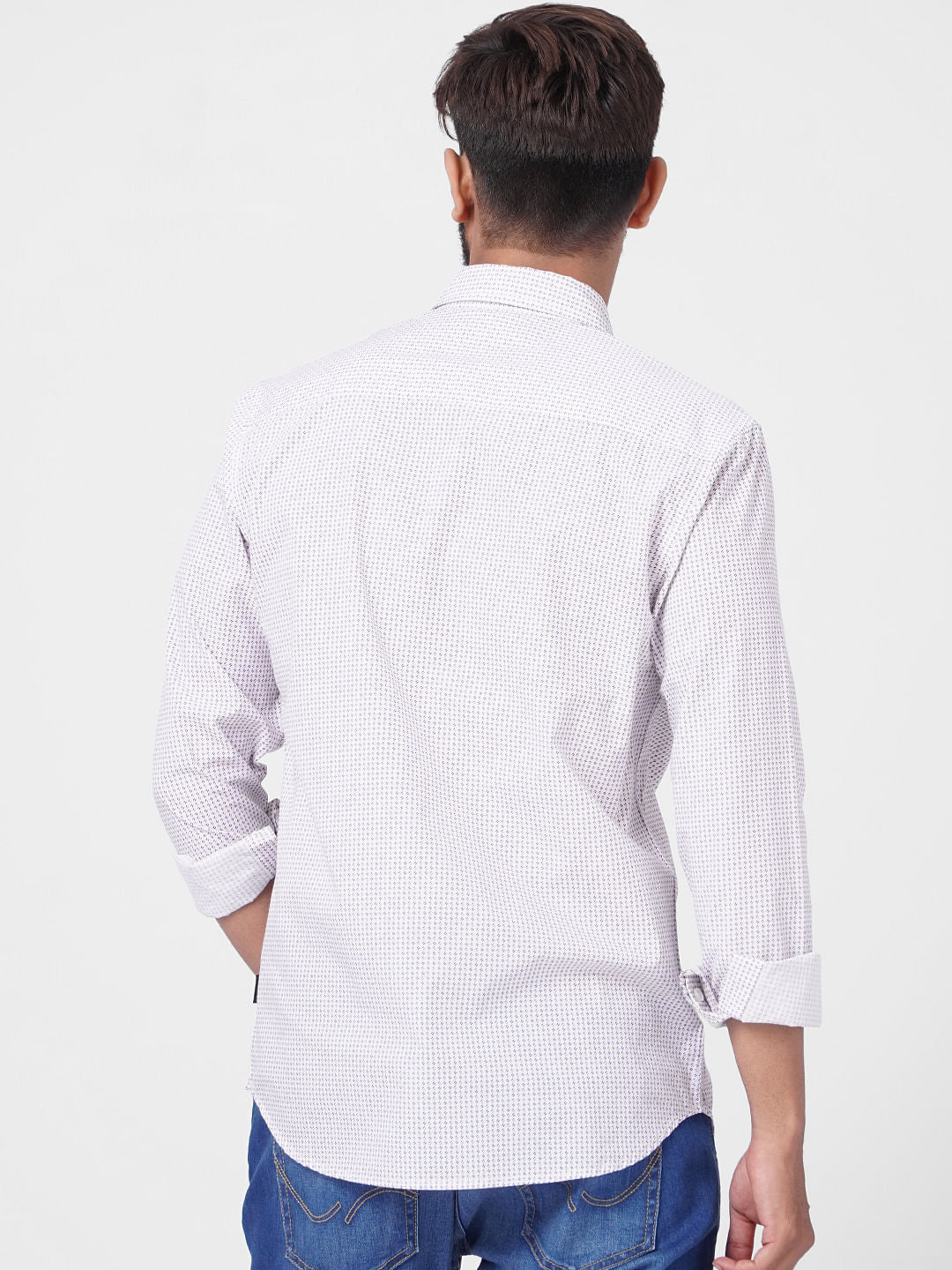 White Printed Full Sleeves Shirt - Image 4