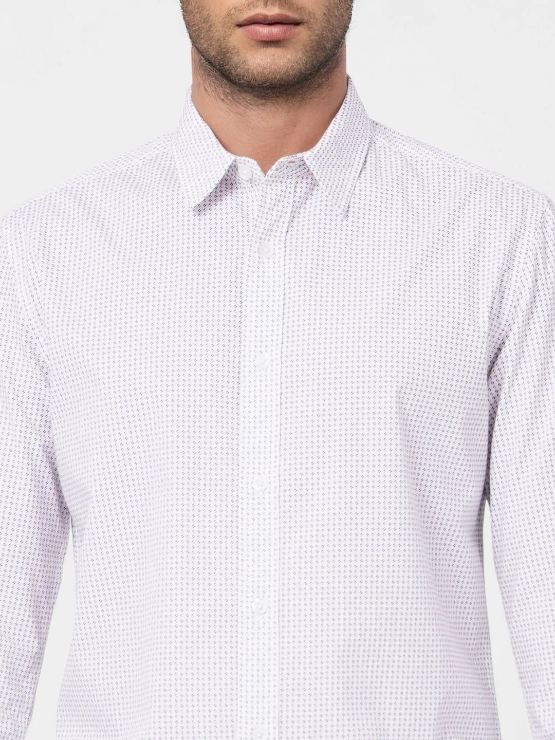 White Printed Full Sleeves Shirt - Image 5