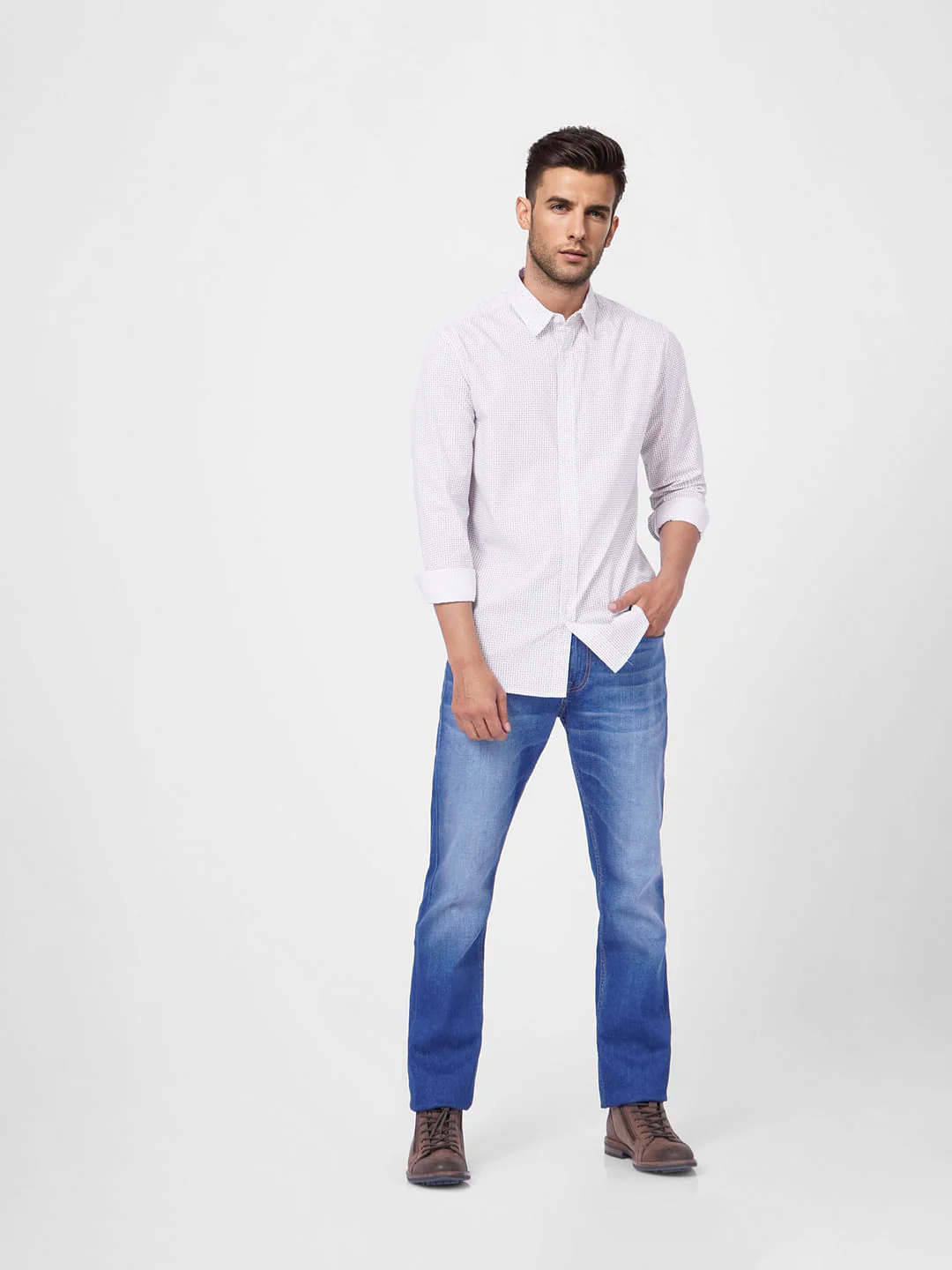 White Printed Full Sleeves Shirt - Image 6