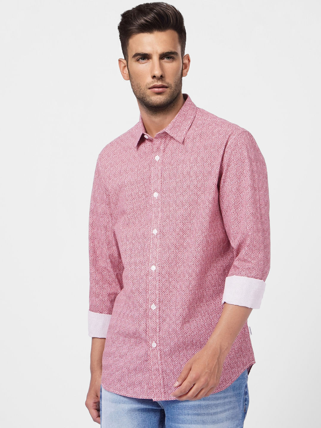 Red Printed Full Sleeves Shirt - Image 2