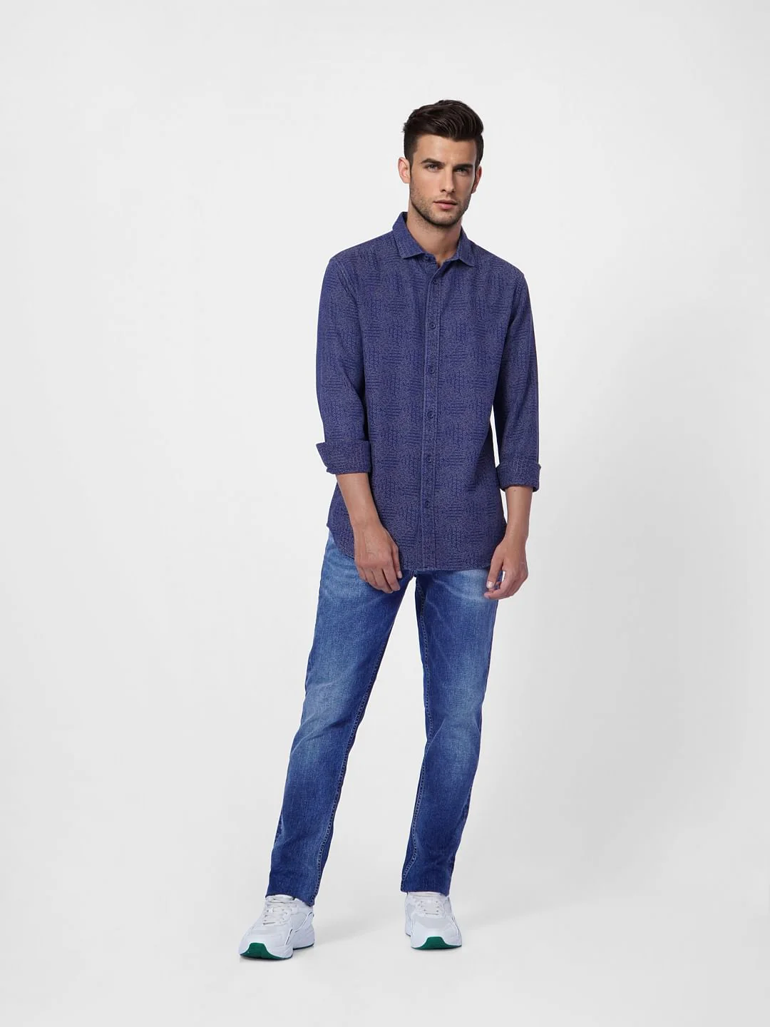 Blue Printed Full Sleeves Shirt - Image 6